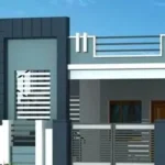 village single floor home front design